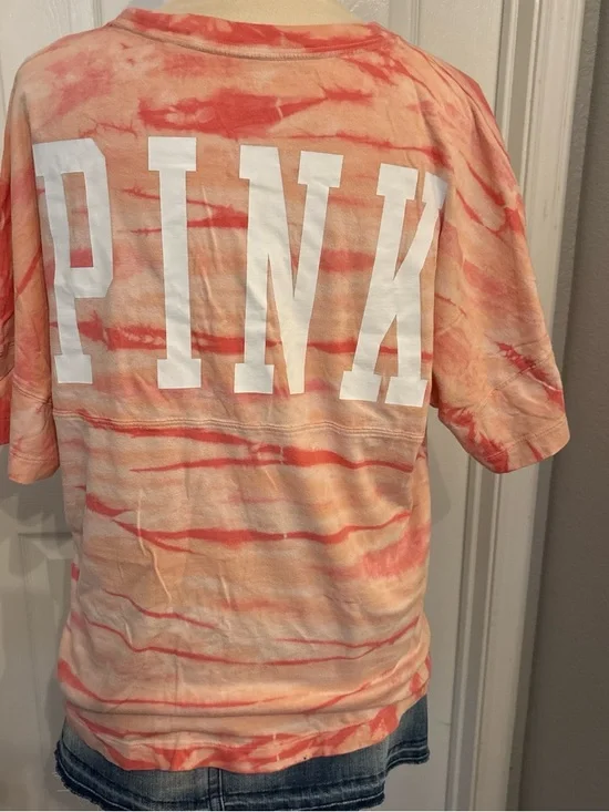 PINK Victoria's Secret Tie-Dye Tee in Pink and Peach - Picture 7 of 7